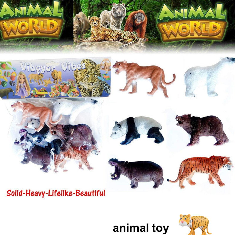 Arizuul Wild Safari Adventure Animal Toy Set Wildlife Figurine for Kids [Pack of 6](Multicolor)
