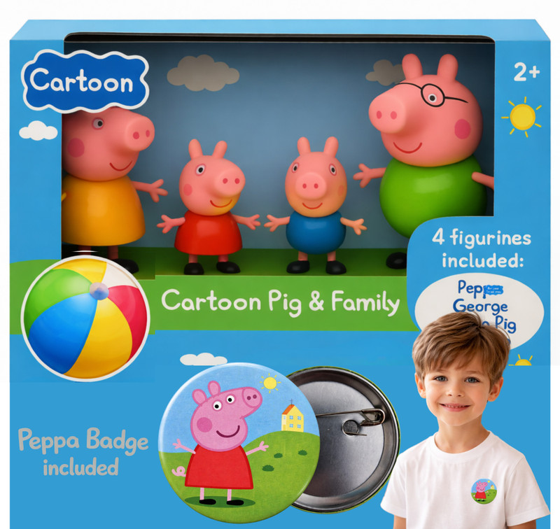 Nilika Enterprises Peppa Pig Family Toy Set - 5 Figures (Peppa, George, Mama, Papa & 1 friend)(Multicolor)