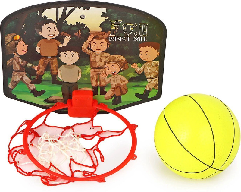 asian FOJI Theme Kids Basketball Set with Hoop Net & Ball – Indoor Outdoor To(Multicolor)