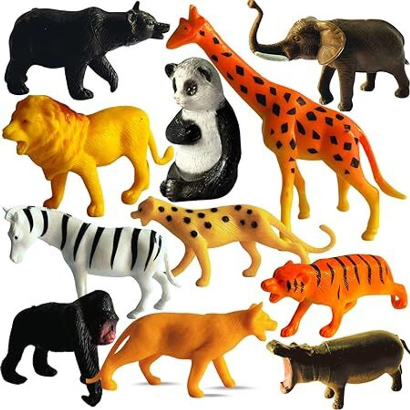 ZIQRA TOYS Realistic 12Pcs Jungle Animals Toys, Wild Animal Toy for Boys and Girls(Multicolor)