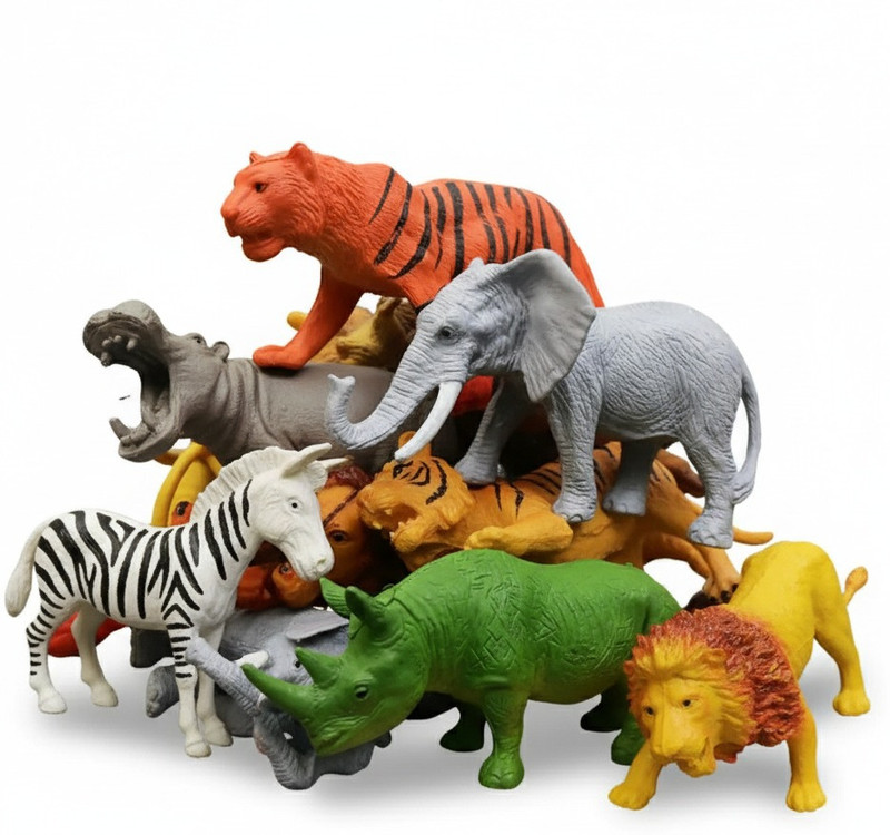 ZESTHOME Big Animal Toys Set for Kids- Lion Tiger Giraffe Elephant -Jungle Animals Toys(Multicolor)