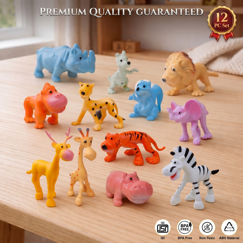 k.v Animal Toys for Kids Wild Jungle 12 Pcs educational early learning set(Multicolor)