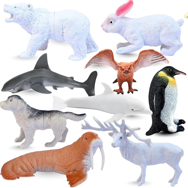 Mallexo Arctic Animal Toys for Kids Realistic 10 PCs Ocean | Jungle Animals Toy Figure(Multicolor)