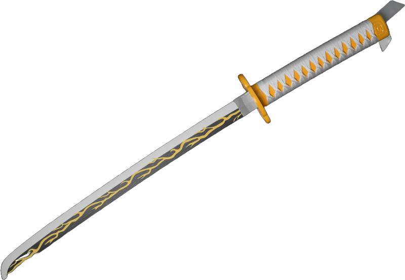 OFFO Demon Slayer Zenitsu Wooden Katana – 75cm Medium-Size Anime Sword for Cosplay(Black)