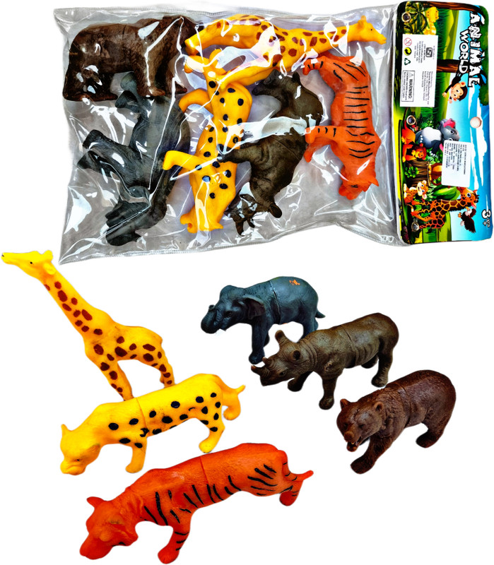 Ruhani Toys & Gift Gallery Animal Figures for Kids, Random Color, Educational Toy Figure (Pack of 6 Pcs)(Multicolor)