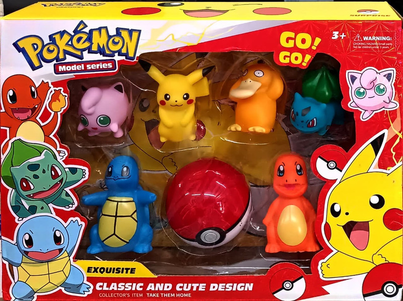 CrazyBuy Poikemon Toy Set, Pokemon Collectible, Pikachuu Cartoon Figure (7PCS)(Multicolor)