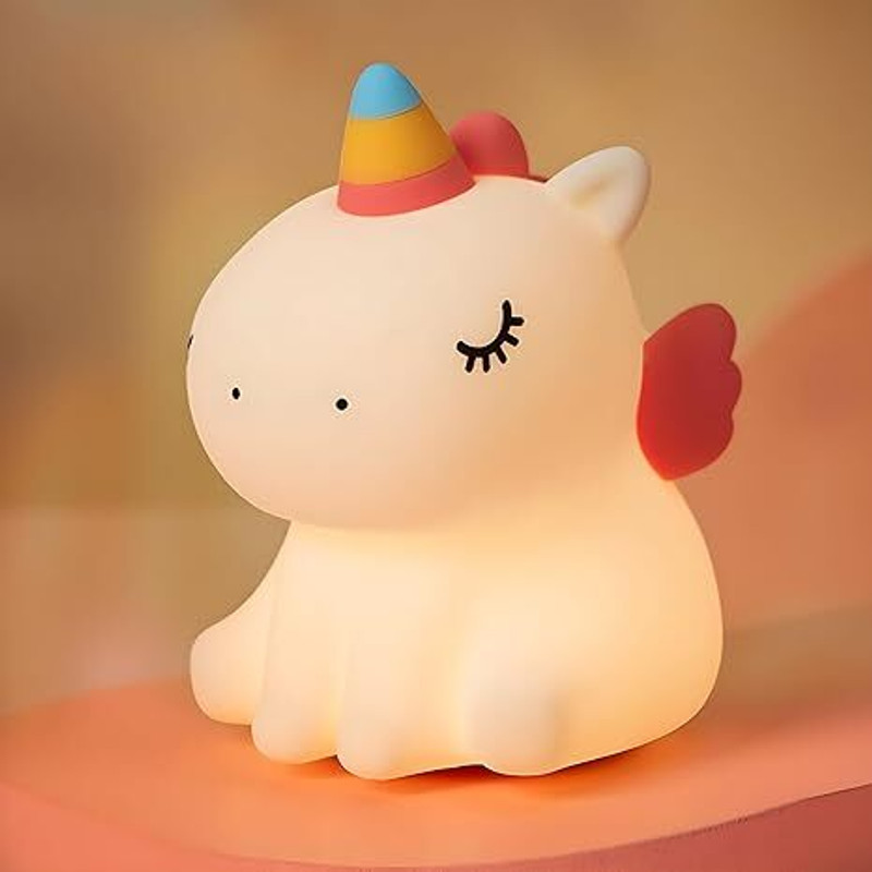 Kavyashine ® Sleeping Silicone Unicorn Night lamp, Tap and Touch Color Changing Night(Multicolor)