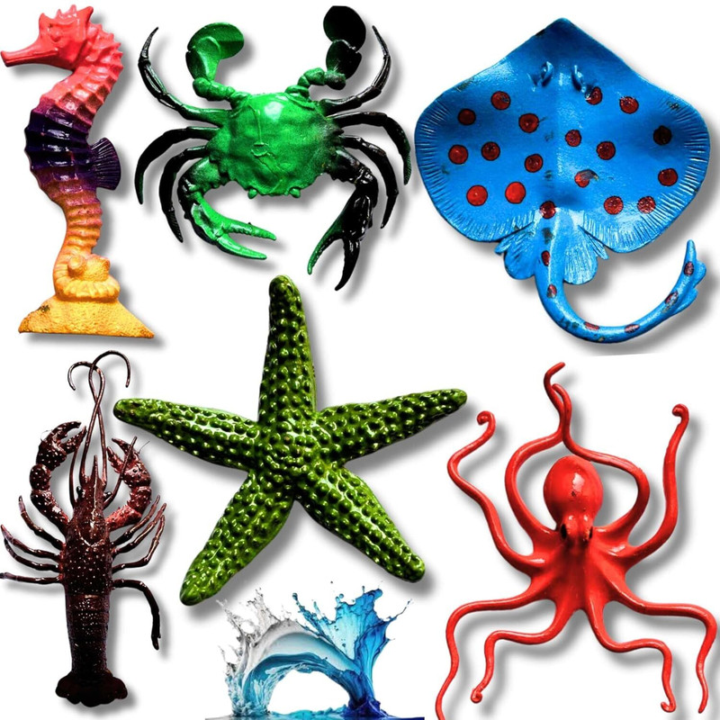 CJ CHILDREN'SJOY Aquatic Sea Animals Toy Set Medium Size Water Animal 6PCs Marine Jelly Fish Toy(Multicolor)