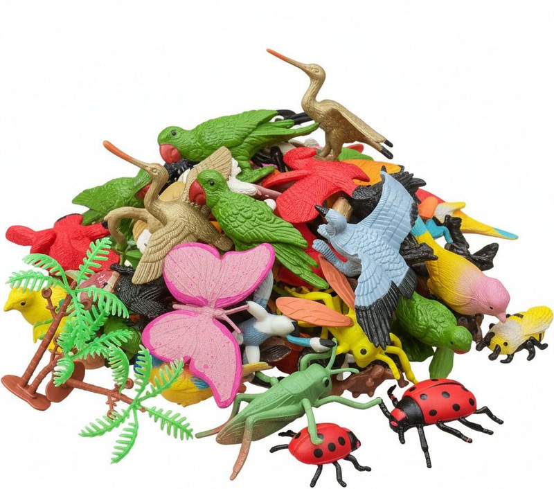 CHUTTI TOYS Birds & Insects Toys for Kids – 15 Pcs Educational Rubber Animal Toys Figures(Multicolor)