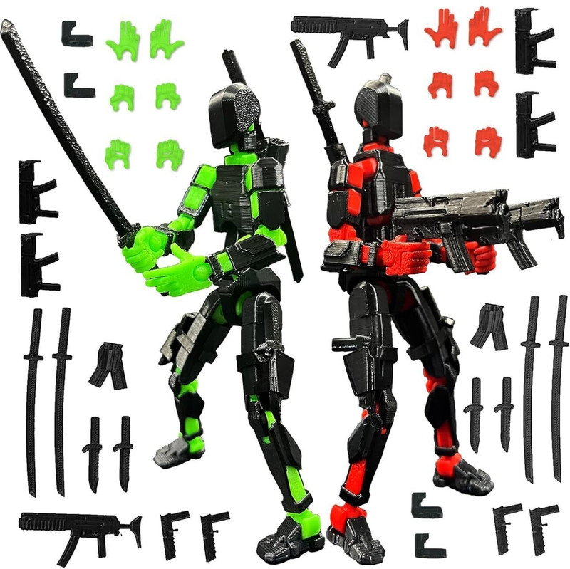 Onngeo 2 PC Action Figures Titan 13, , T13 Lucky Action Figure, Dummy Robot Action 13(White, Black)
