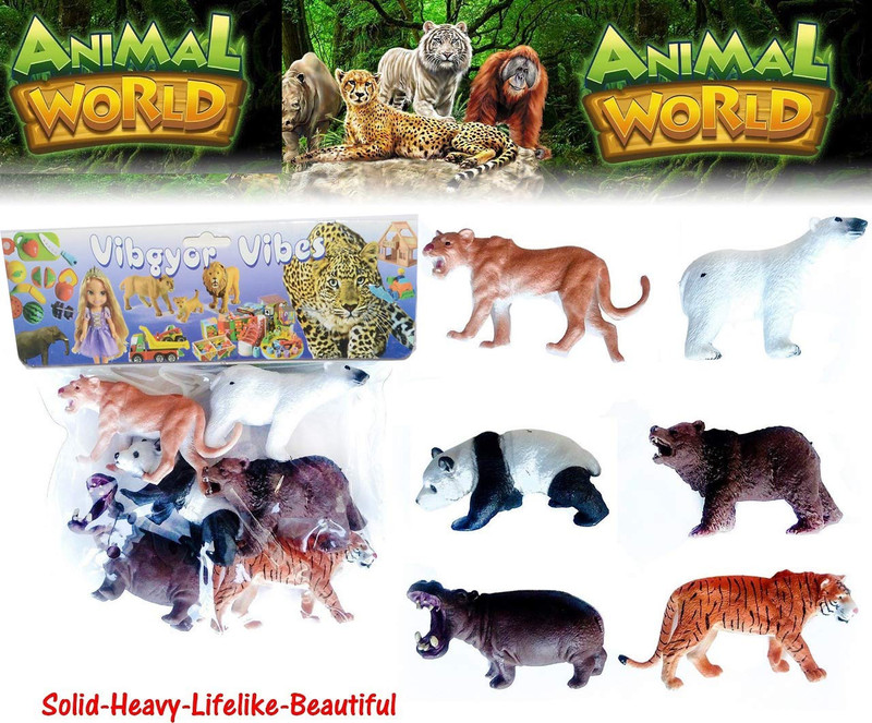 Arizuul Zoo Wild Animals Figures Set for Kids/Young Ones Pack of 6 Animals Animals Toys(Multicolor)