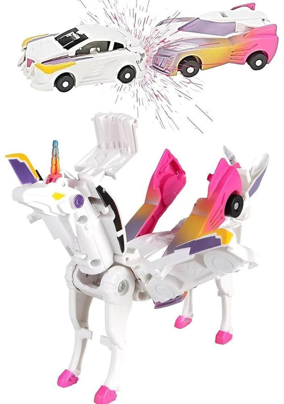 Shivom Transforming 2 in 1 Unicorn Cars Toy Creative Deformed Car Toy for Kids(White, Blue, Yellow, Purple, Pink)