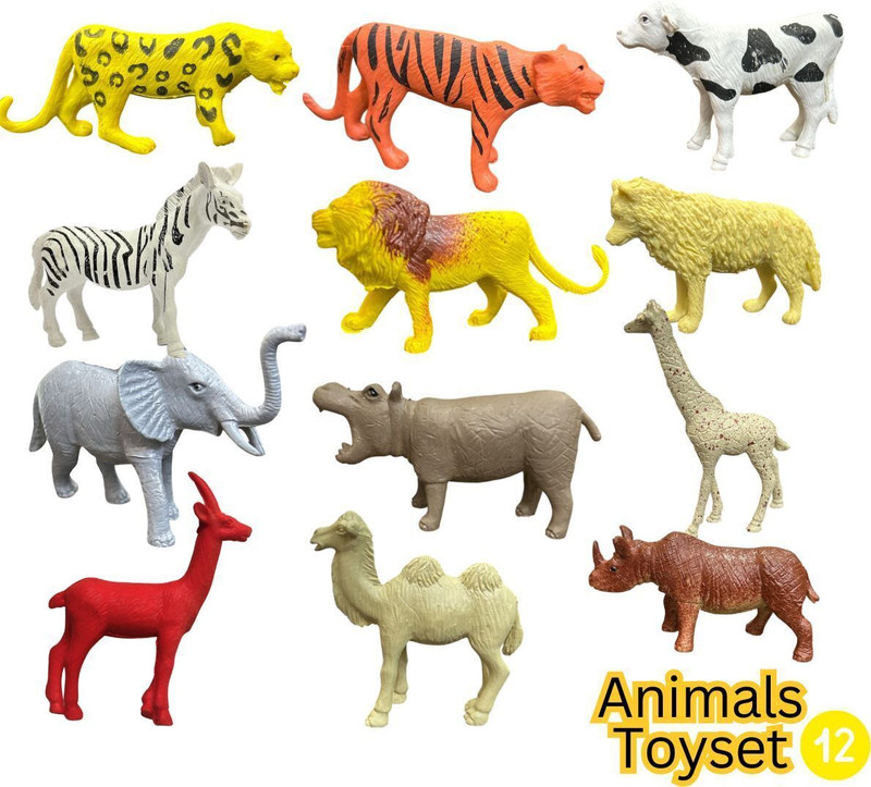 ramola Perfect Wild Animal Toy Set for Kids – Fun & Educational, Pack of 12(Multicolor)