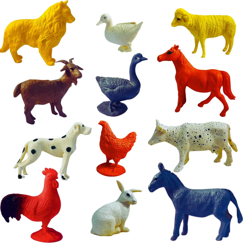 ALTOYS Farm animal toys set for kids- Educational animal toys rubber (12 pieces)(Multicolor)