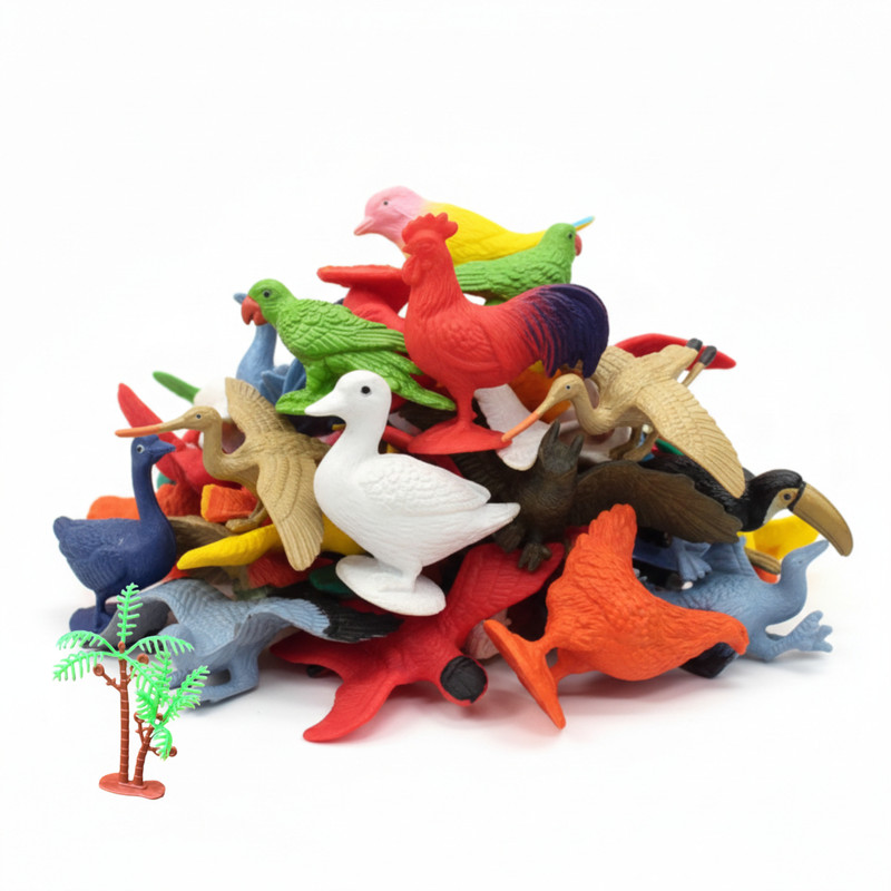 ZESTHOME Bird Toy Set for Kids – 12 Realistic PVC Bird Animal Figures with Tree(Multicolor)