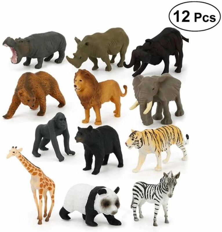 MATA JANKI TRADERS 12 pc Wild Animal Early Learning Animal Toy Realistic Animal Figures PQ(Multicolor)