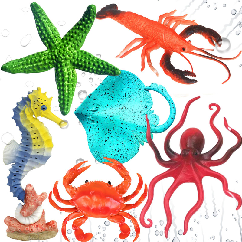 Mallexo Sea Animals Toy for Kids Set Big Size Play Safely Water Creature Toys 6PCs(Multicolor)