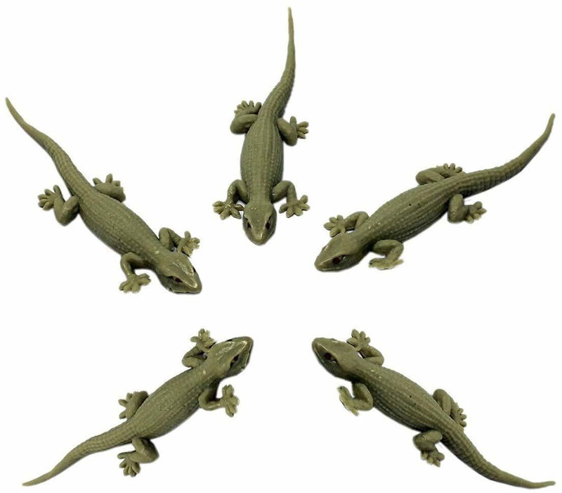 KANABEE Real Looking Rubber Lizard Toy for Kids and Adults Realistic Look (Pack of 5)(Green)