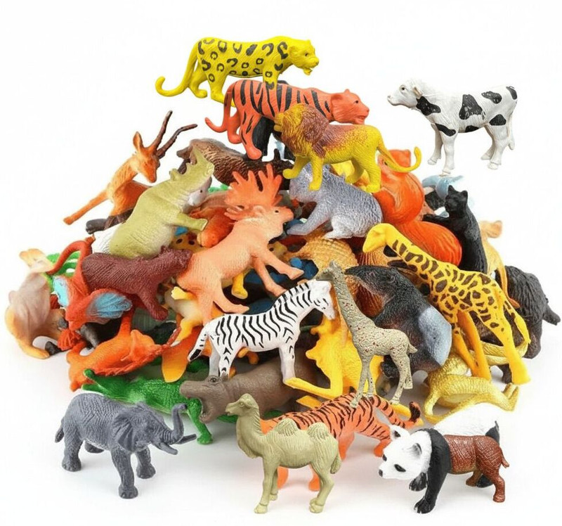 Little Finds 12 pcs Wild Jungle Animal Toy Set for Kids – Fun & Educational Toys(Multicolor)