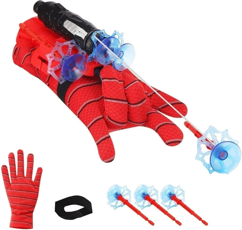 MY BABY LOVE A PERFECT CARE Kids Spider Hero Action Wrist Launcher Set with Gloves and Dart Toys(Red, Black)