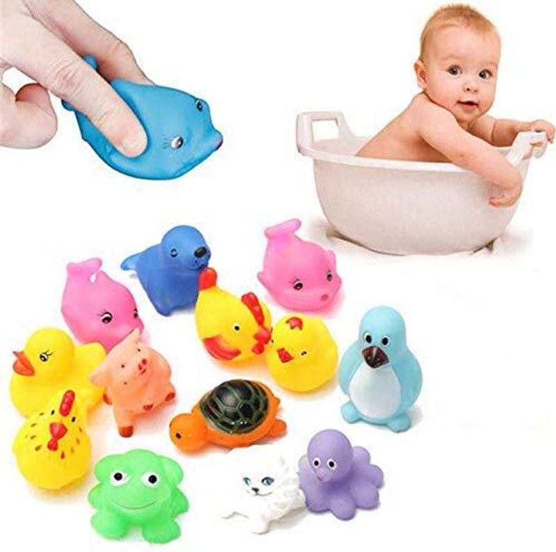 CJ CHILDREN Cute Rubber Float Squeeze Sound Toy |Baby Bath Play Toy | Chuchu Animals Toys(Multicolor)