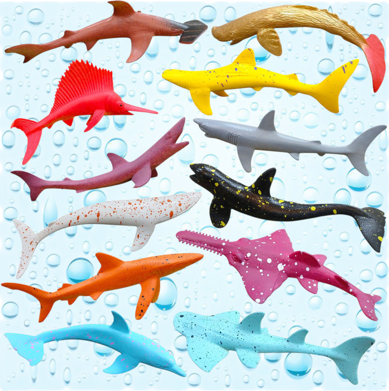 taka saki under Water fish kids toy set rubber plastic sea animal action figure play model(Multicolor)
