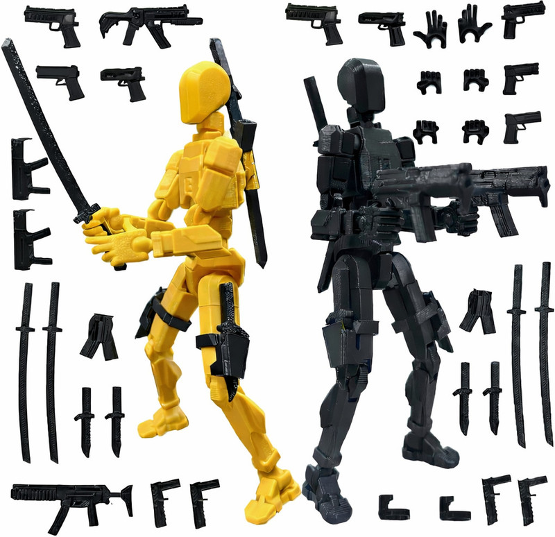 Onngeo 2 PC Action Figures Titan 13, , T13 Lucky Action Figure, Dummy Robot Action 13(White, Black)