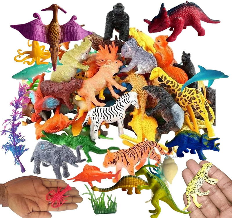 CJ CHILDREN'SJOY Jungle Toys for Kid 25 Pcs Dinosaurs,Lion, Tiger, camel, giraffe figure,Dino Egg(Multicolor)
