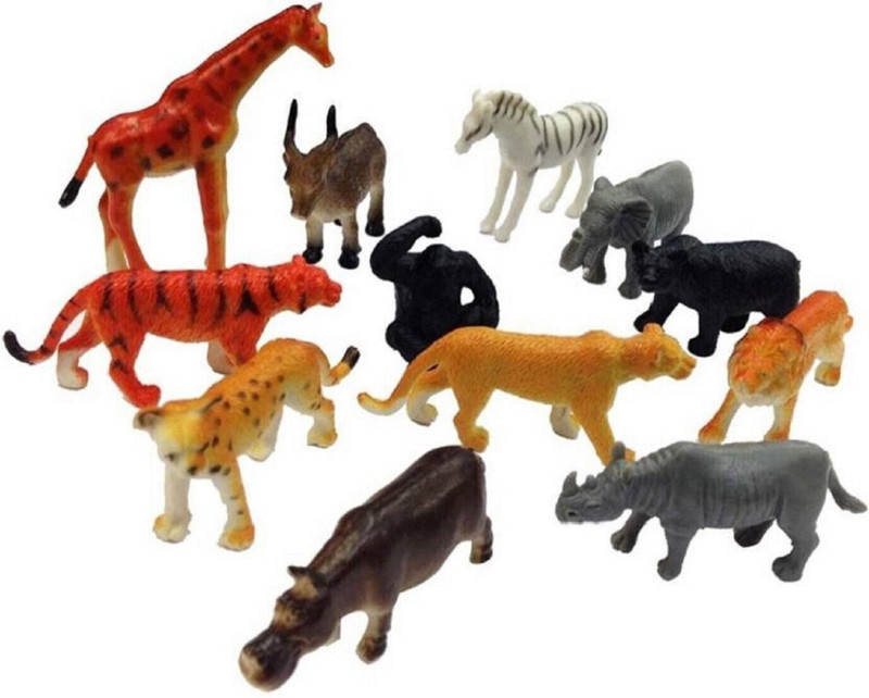 LA Toys 12 Pcs Wild Animals(Medium Size) - Learning and Educational Toy + Made of Rubber(Multicolor)