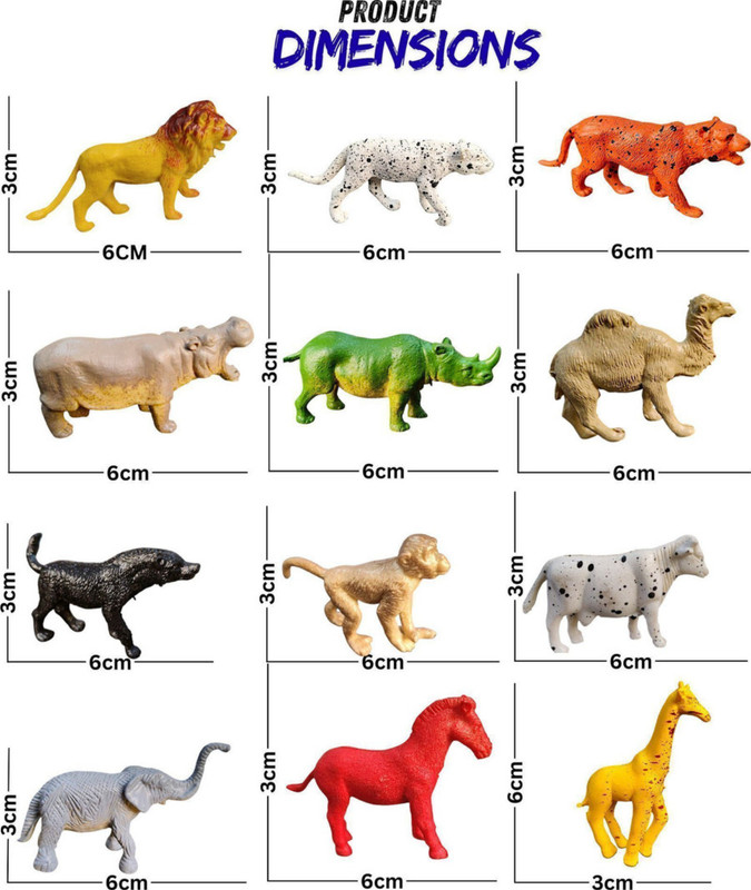 ToyHive Jungle Safari Animal Action Figure Set – Educational Plastic Toys for Kids”(Brown, Gold, Maroon, Blue, Black, Orange, Red, Silver, Pink, White, Beige, Purple, Yellow, Green, Grey)