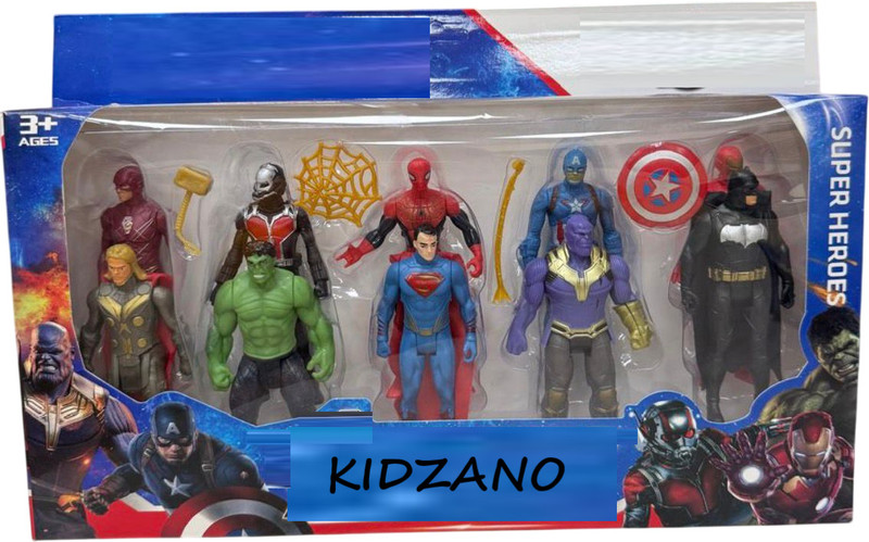 KAMMATESWARA Action Figure Toy Set of 10 Superhero in toy figure set(Multicolor)