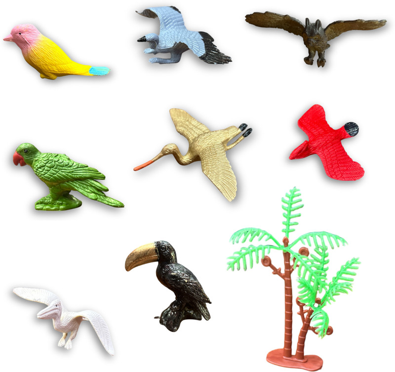 ZESTHOME Bird Toy Set for Kids – 12 Realistic PVC Bird Animal Figures with Tree(Multicolor)