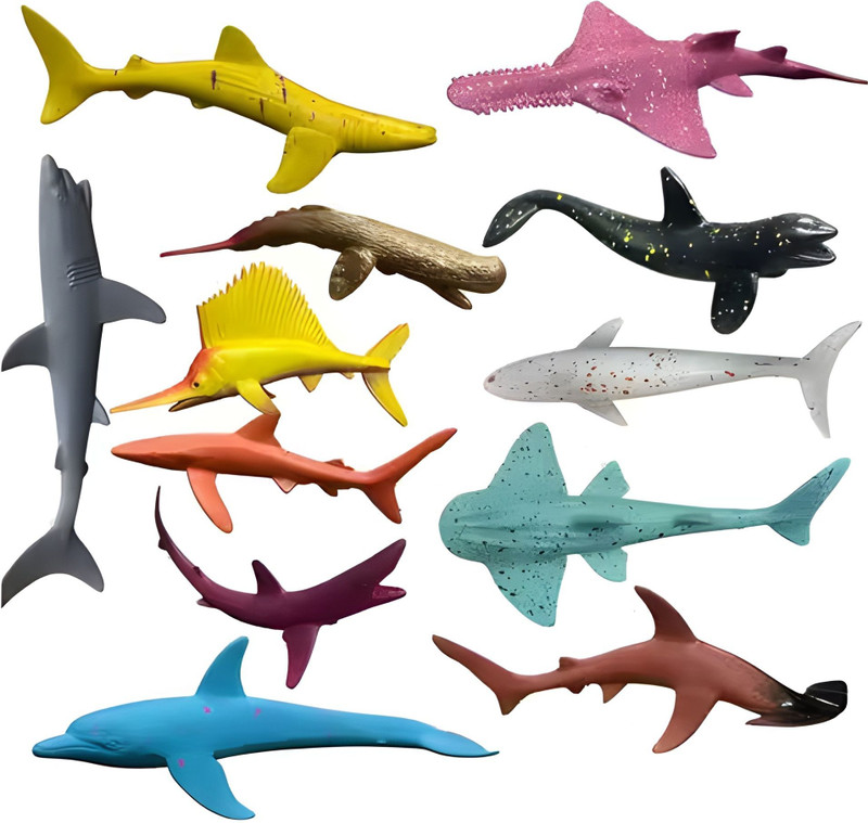 KOKEE TOYS 12 Pcs Natural Realistic Under Water Fishes Toys for Kids |Boys| Girls(Multicolor)