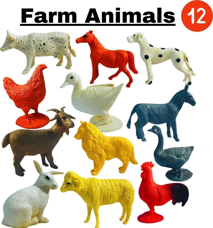 ramola Farm animals toyset for kids- Educational toys, pack of 12(Multicolor)