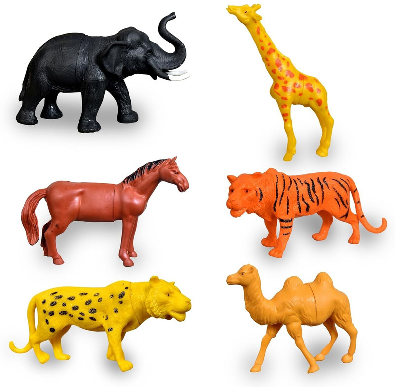 MAIRAAG Wild & Farm Animal Toy Set for Kids Plastic Figures Pack of 6(Multicolor)