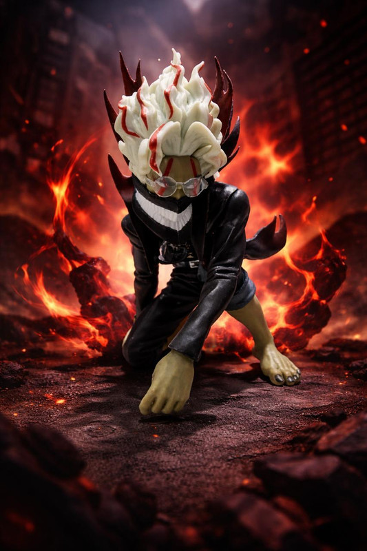 World Gift Mart Infernal Demon Warrior Action Figure with Flame Hair & Horned Design Toy 15Cm(Multicolor)