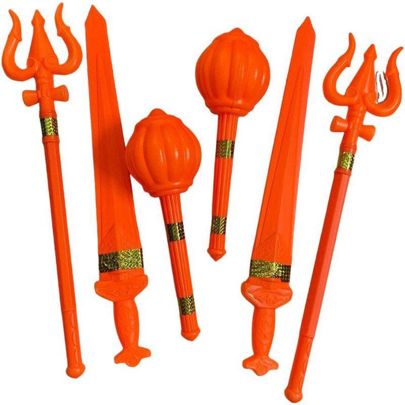 Banke Ji Plastic Hanuman Gada & Sword Toys for Kids/Hand Weapon Role & Action Figure Toy(Orange)