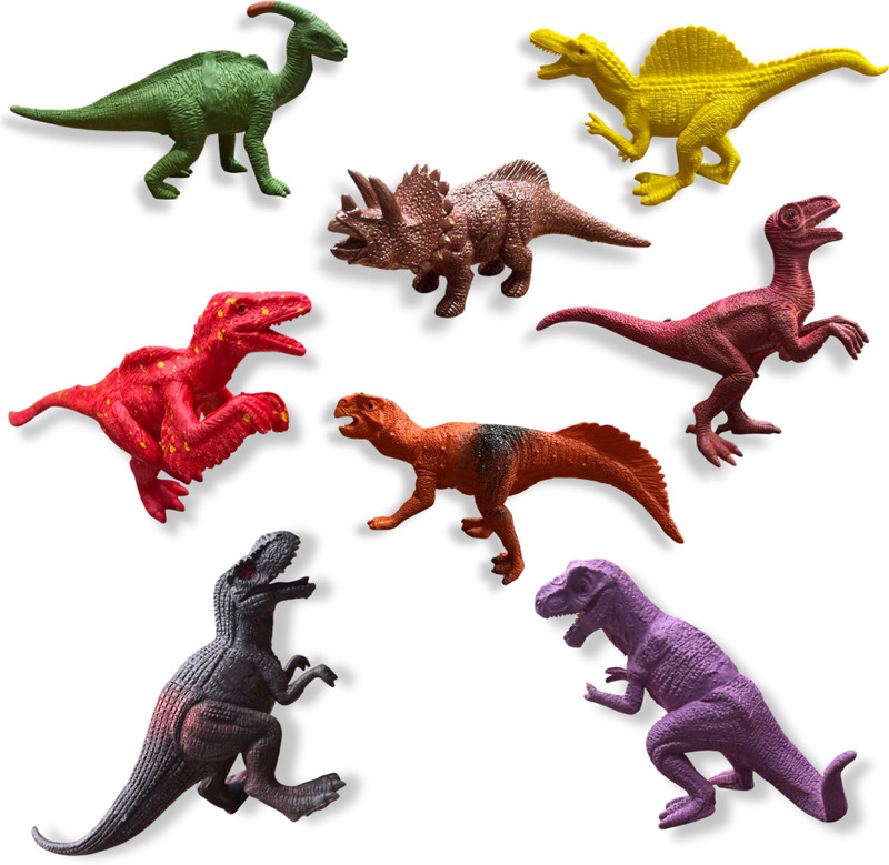 ZESTHOME Dinosaur Toys Set for Kids –Pack of 8 Medium Size PVC Rubber Dinosaurs (10-12cm)(Multicolor)