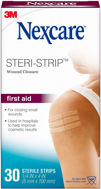 3M Nexcare Steri-Strip Skin Closure 1/4 X 4 Inches, 30 Count Adhesive Band Aid(Set of 1)