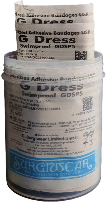 G-Dress Swimproof Sterilized Adhesive Bandage/Dressing(5x6cm):25 Pcs Adhesive Band Aid(Set of 1)