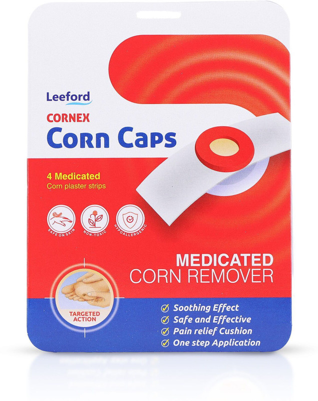Leeford Cornex Corn Cap | Foot Corn Remover for Hard Skin & Calluses | Skin friendly Adhesive Band Aid(Set of 20)