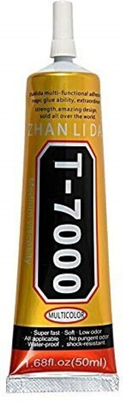 Axtella Multipurpose T-7000 Self Leveling Black Adhesive Glue for Jewelry, Rhinestone Craft work, Repair Touch Screen of All Mobile Phones (1.68 fl Oz) - Pack of 1 Adhesive(50 ml)