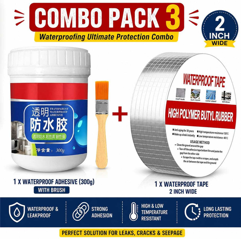 LaPhottacha Waterproof Combo Kit Adhesive + Butyl Tape Adhesive(300 ml)