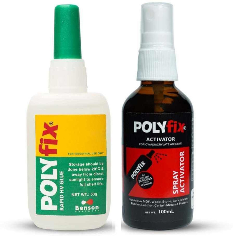 POLYFIX HV Glue & Glass Spray Activator Kit for Wood, Stones,Metal etc, 50g+100ml Adhesive(150 ml)