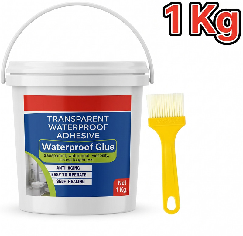 JM 1KG Transparent Waterproof Glue with Brush for Roof Leakage Adhesive(1 kg)