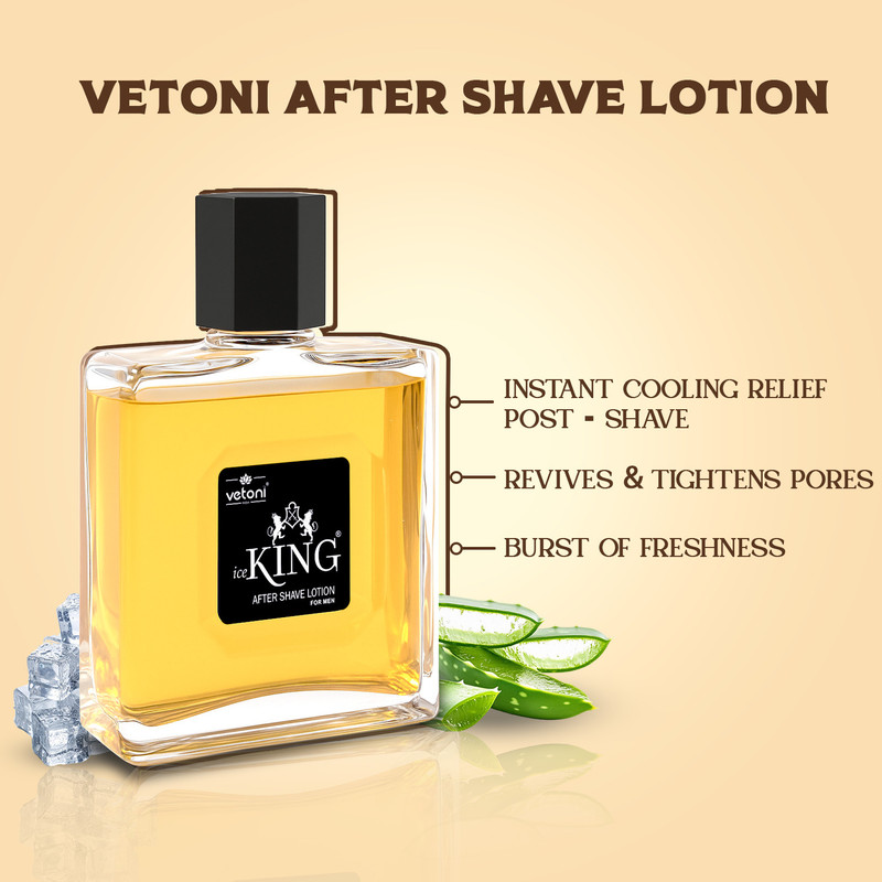 VETONI Ice King No.1 Blue Cooling Hydrating After Shave Lotion with Menthol Pack of 1(100 ml)