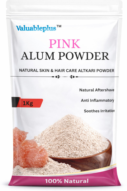 valuableplus 1kg Pink Alum Powder, Fitkari Stone for Skin Care and Water Purification(1000 g)