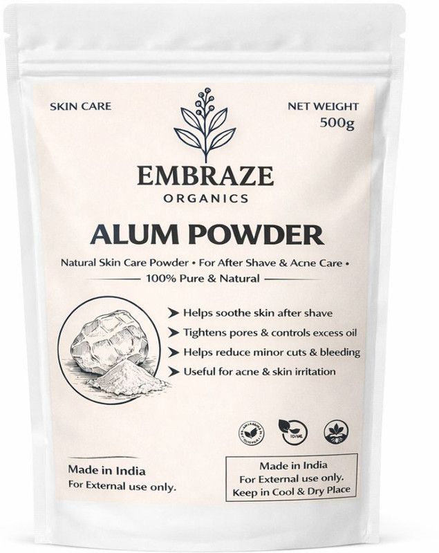 EMBRAZE ORGANICS 100% Natural Alum Powder for Skin & Acne Care(500 g)