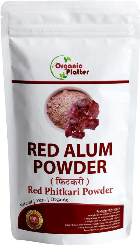 Organic Platter Alum Powder Fitkari Powder Phitkari Sphatika bhasma for hair skin After shave-J(400 g)