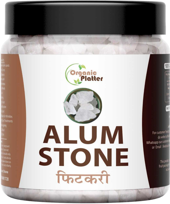 Organic Platter Alum Stone, Phitkari Stone,Fitkari Block Stone,Potash alum For face Hair skin-J(200 g)